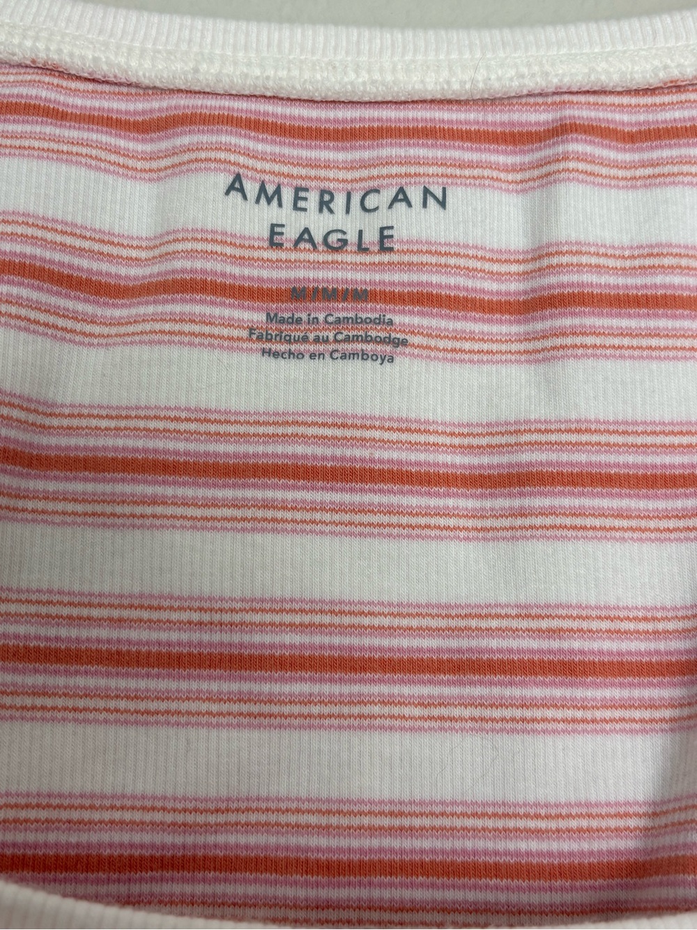 American Eagle Outfitters White and Pink Striped Ribbed Tank - Picture 2 of 3